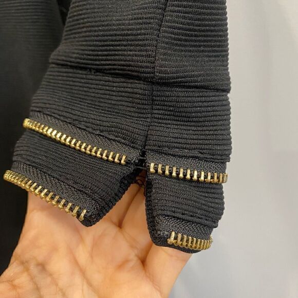 Kardashian Kollection Black Zipped Cuffs Long Sleeves Mini Dress - Picture 9 of 9